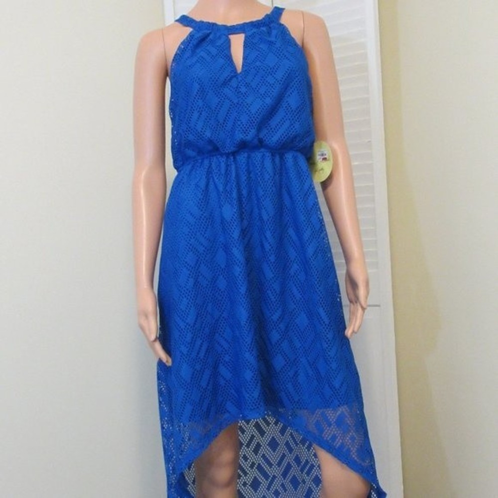 NWT Emma & Michele Halter Mesh Lace High Low Dress Womens Size Small